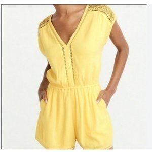 Abercrombie & Fitch Yellow Lace Dolman Sleeve Romper - Size M